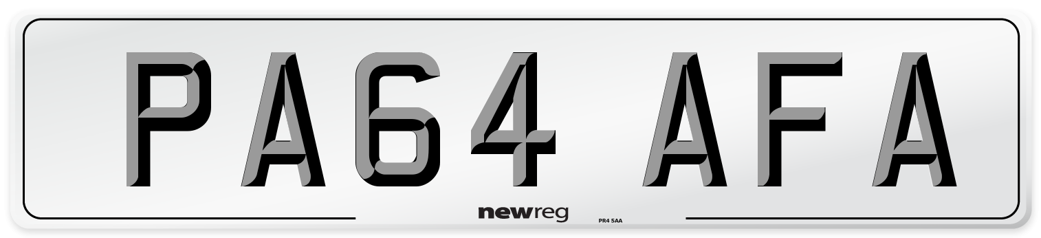 PA64 AFA Number Plate from New Reg
